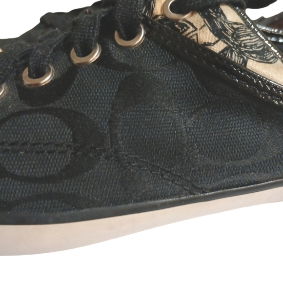 Coach Zorra Sneakers Black/Cream Jacquard Logo Print size 7 - Picture 5 of 10